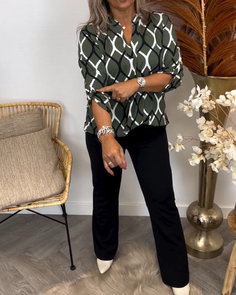 Janny | Lässige Bluse mit Muster und langen Ärmeln