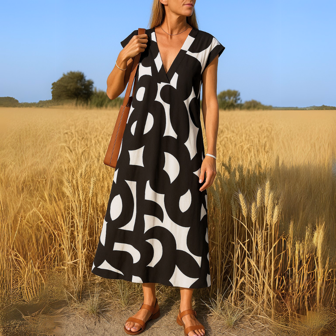 Valérie | Fließendes Damenkleid mit V-Ausschnitt
