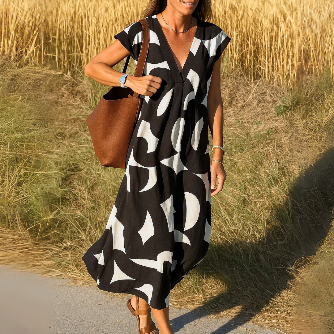 Valérie | Fließendes Damenkleid mit V-Ausschnitt