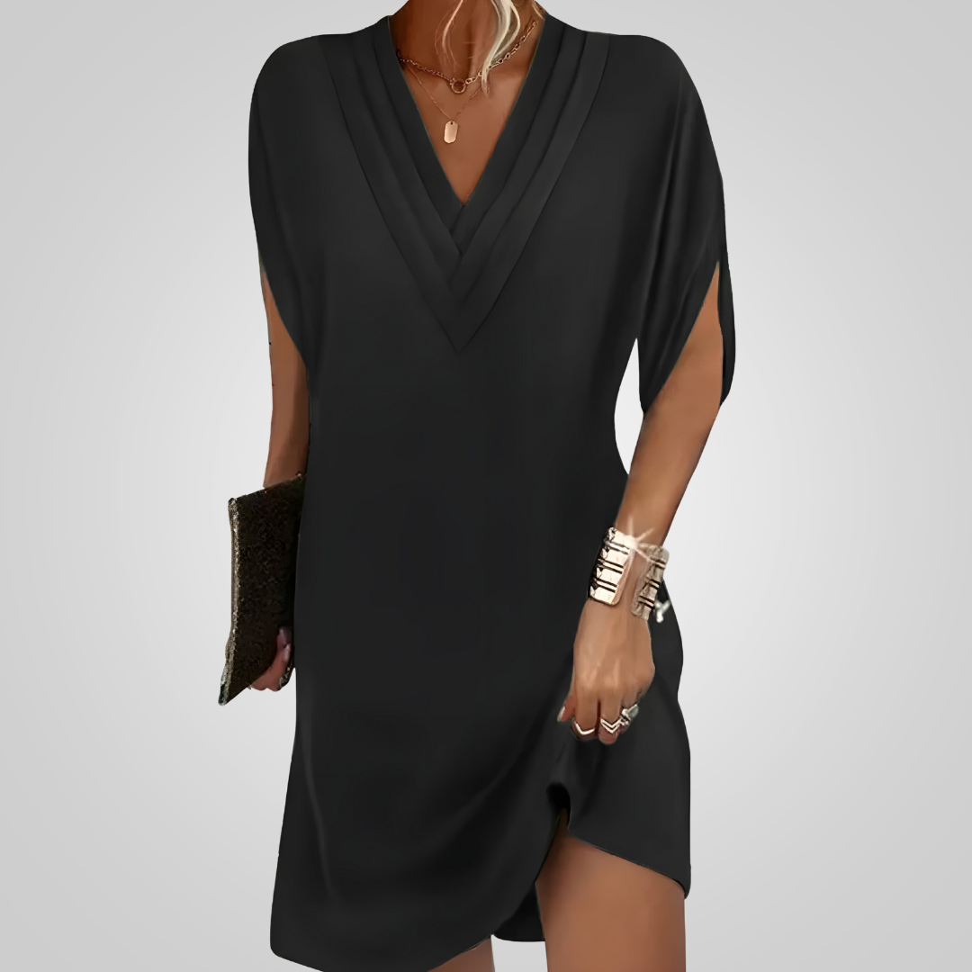 Damen Elegantes Fließendes Kleid | V-Ausschnitt