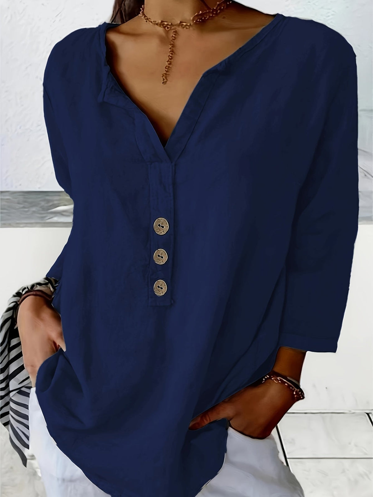 Women’s Lässige Elegante Bluse | Baumwoll-Leinen