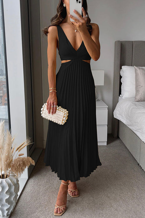 Damen Elegantes Plissiertes Kleid | Maxi