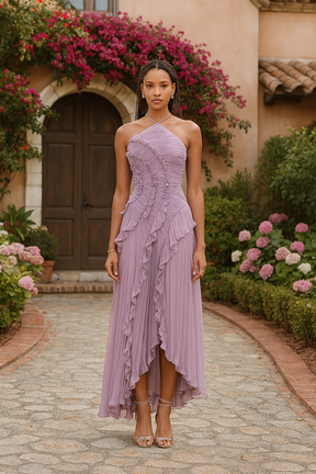 Damen Lockeres Flieder Kleid | Midi
