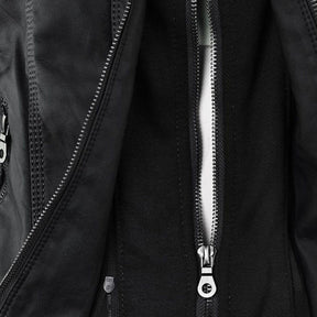 Elina | Wetterfeste Damen Lederjacke mit Abnehmbarer Kapuze