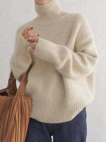 Damen Eleganter Hoher Kragen Pullover | Luxuriös Vielseitig