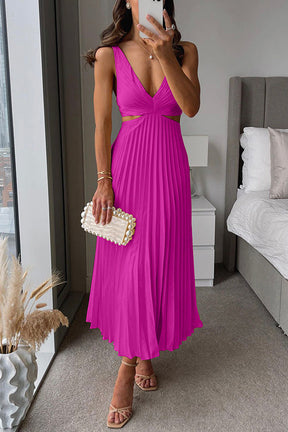 Damen Elegantes Plissiertes Kleid | Maxi