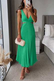 Damen Elegantes Plissiertes Kleid | Maxi