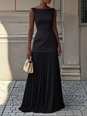 Damen Elegantes Plissiertes Kleid | Maxi