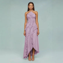 Damen Lockeres Flieder Kleid | Midi