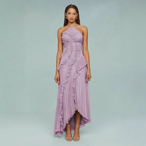 Damen Lockeres Flieder Kleid | Midi