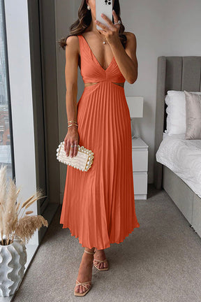 Damen Elegantes Plissiertes Kleid | Maxi