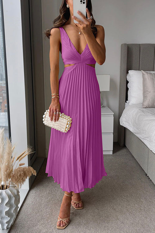 Damen Elegantes Plissiertes Kleid | Maxi