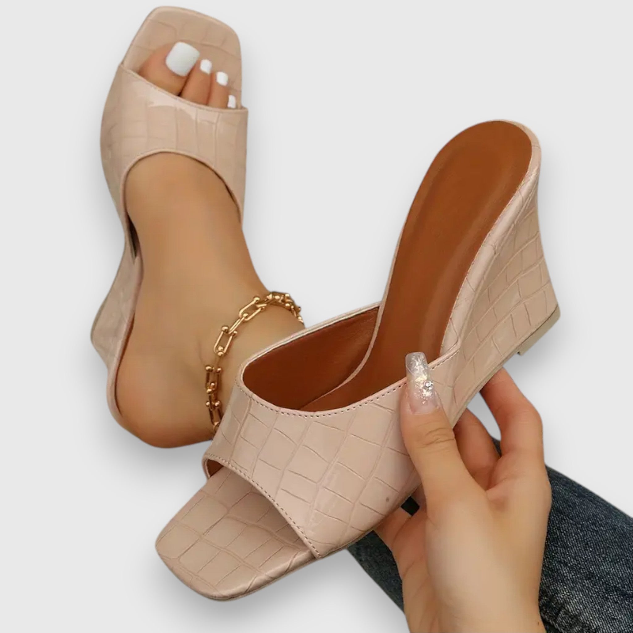 Thalina | Keilabsatz-Sandalen Mit Quadratischer Zehenpartie