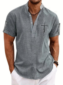 Men’s Kurzarm Stehkragenhemd | Elegant & Leicht