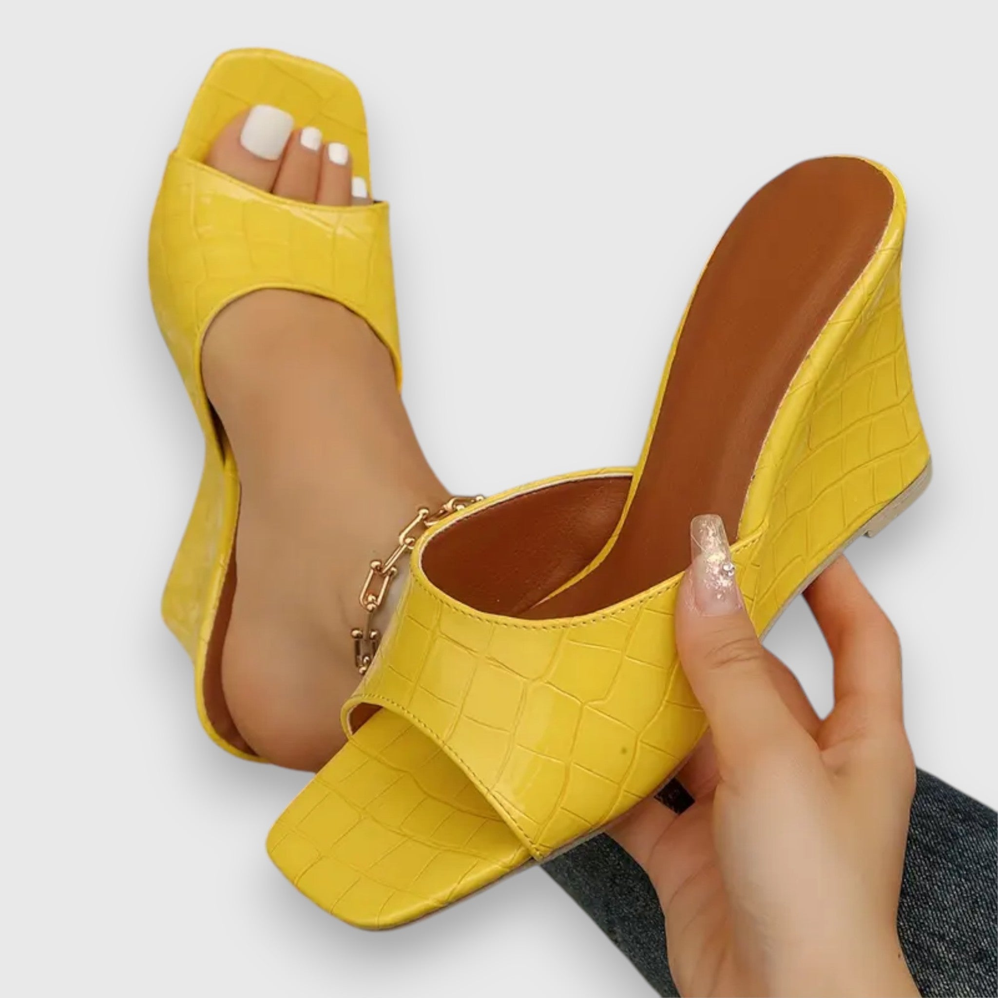 Thalina | Keilabsatz-Sandalen Mit Quadratischer Zehenpartie