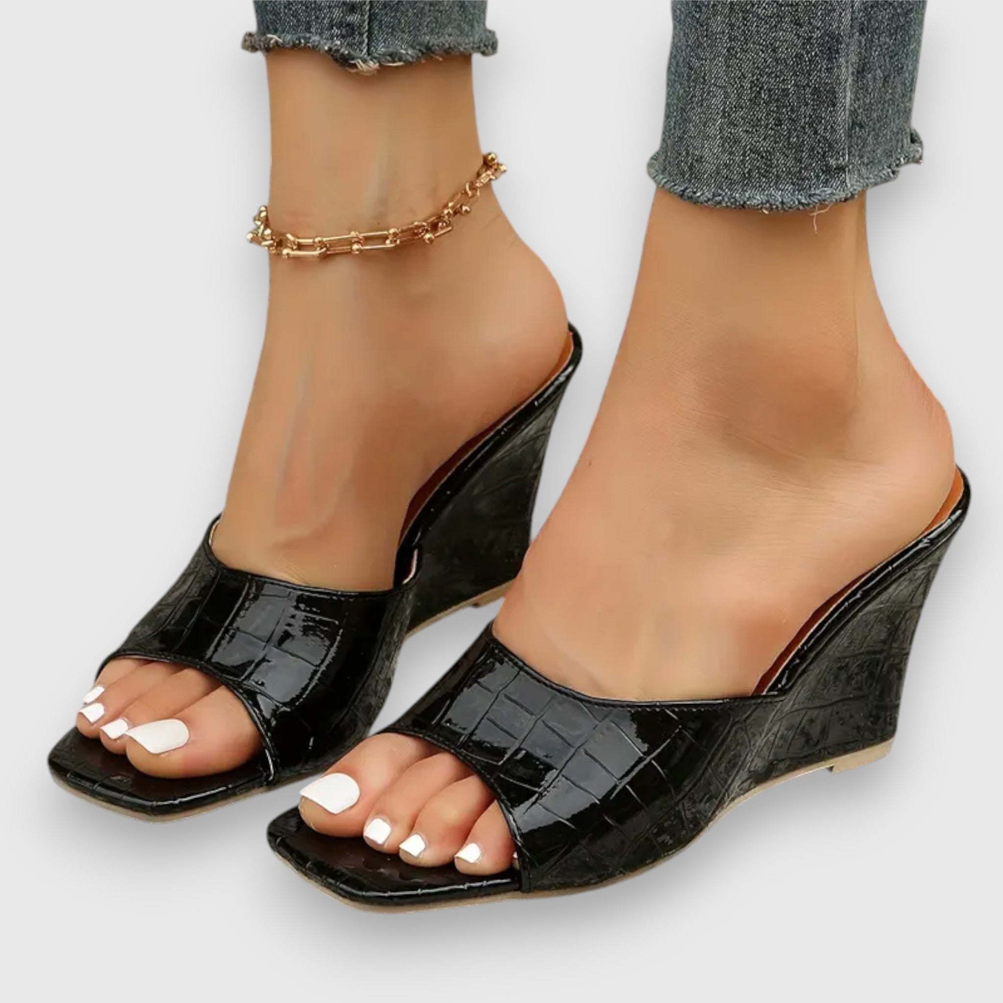 Thalina | Keilabsatz-Sandalen Mit Quadratischer Zehenpartie