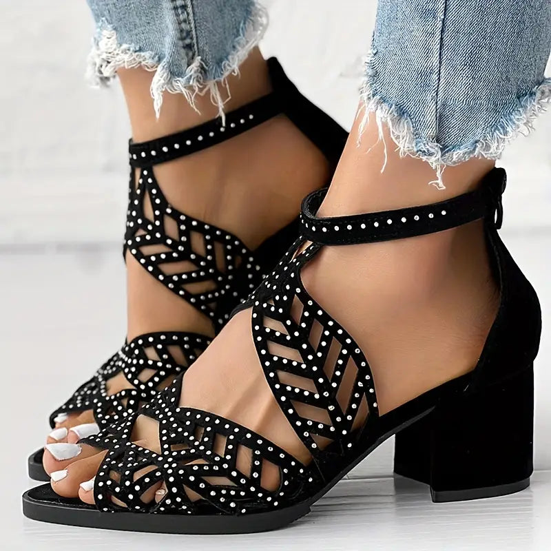 Dina | Absatzschuhe mit Reißverschluss &amp; Stras