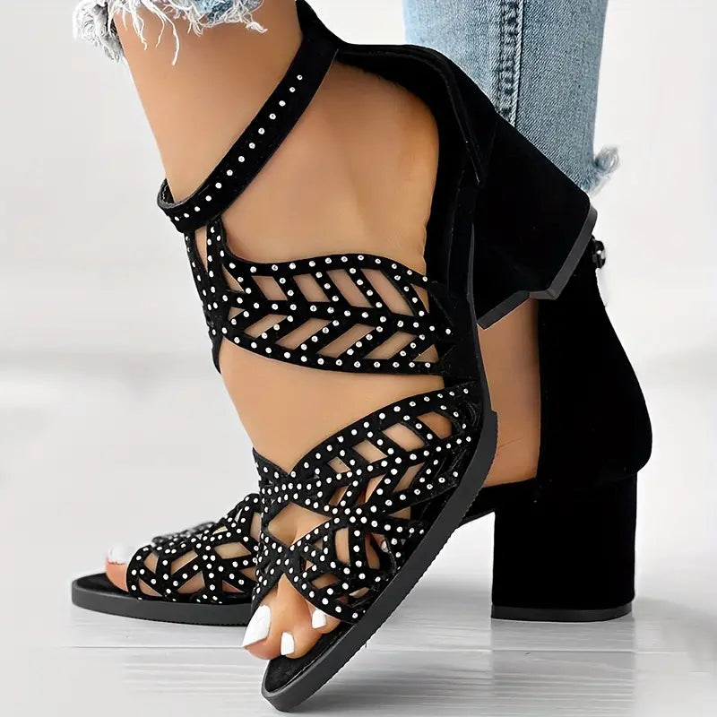 Dina | Absatzschuhe mit Reißverschluss &amp; Stras
