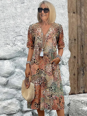 Danica | Weiches Midi-Kleid Mit V-Ausschnitt