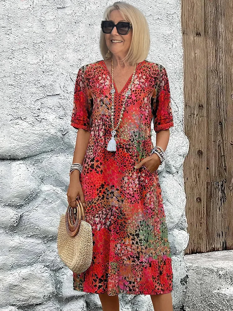 Danica | Weiches Midi-Kleid Mit V-Ausschnitt