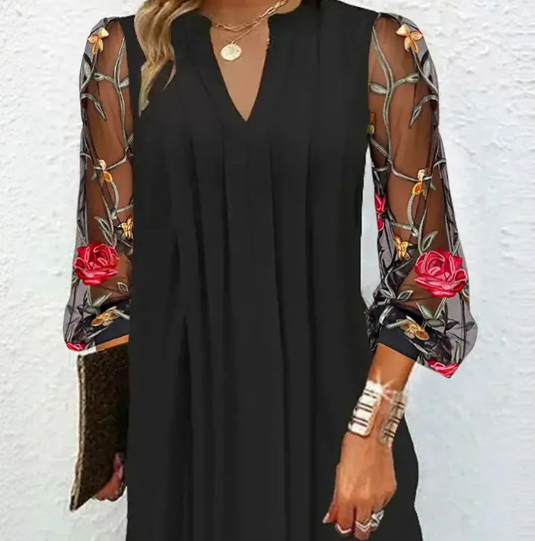 Damen Elegantes Kleid Mit V-Ausschnitt | Mini