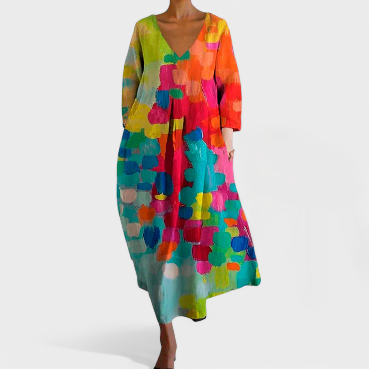 Damen Elegantes Sommerkleid | V-Ausschnitt