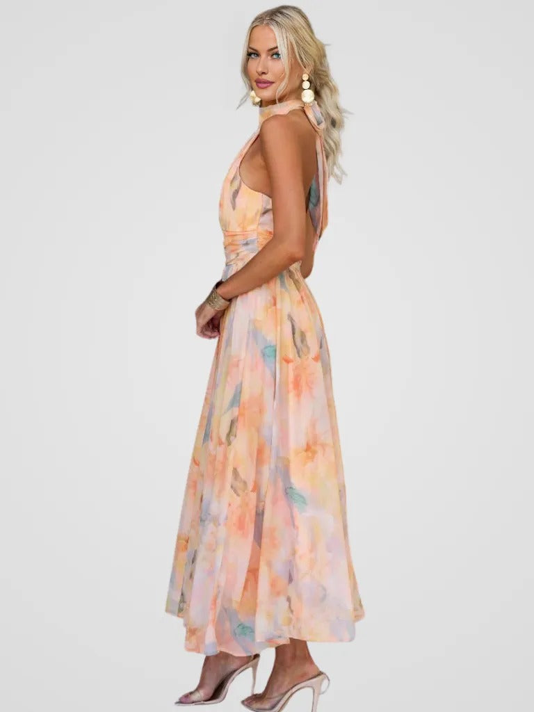 Damen Elegantes Blumenkleid | Midi
